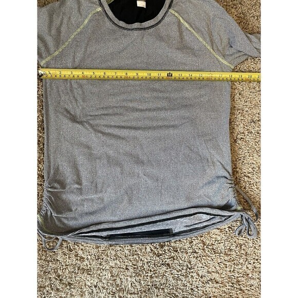 LUCY Womens Gray Blue Striped Long Sleeve Pullover Activewear T-Shirt Size Large - Picture 6 of 7